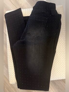 Black Rhinestone Skinny Women’s Pull On Jeans Size Small